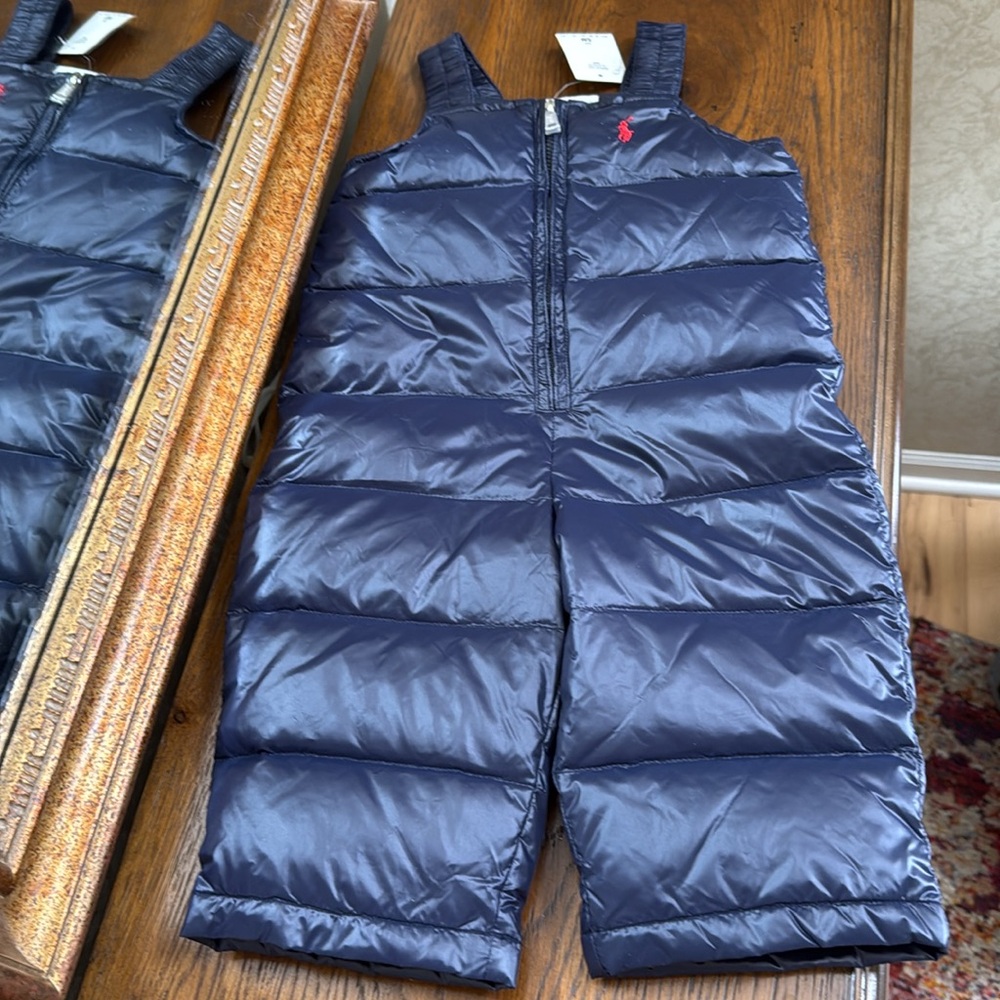 New Polo Ralph’s Lauren child snow pants. Size 6 months. Navy with red polo logo